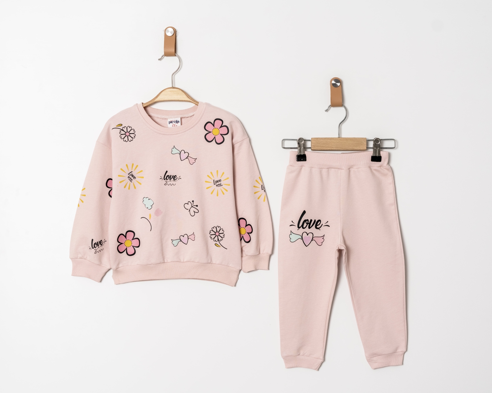 LOVE BASKILI ÇİÇEKLİ İKİLİ EŞOFMAN TAKIM